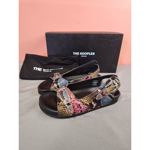 Women's The Kooples Snake Print Western Flat Sandal 38 US 7.5 - Picture 1 of 8
